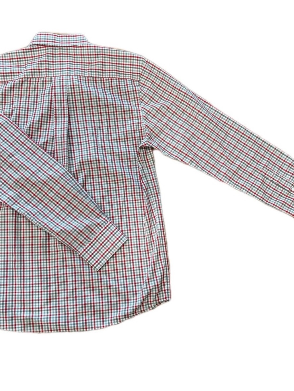 Cutter & Buck Men's Red, Gray, and White Plaid Button-Down Shirt